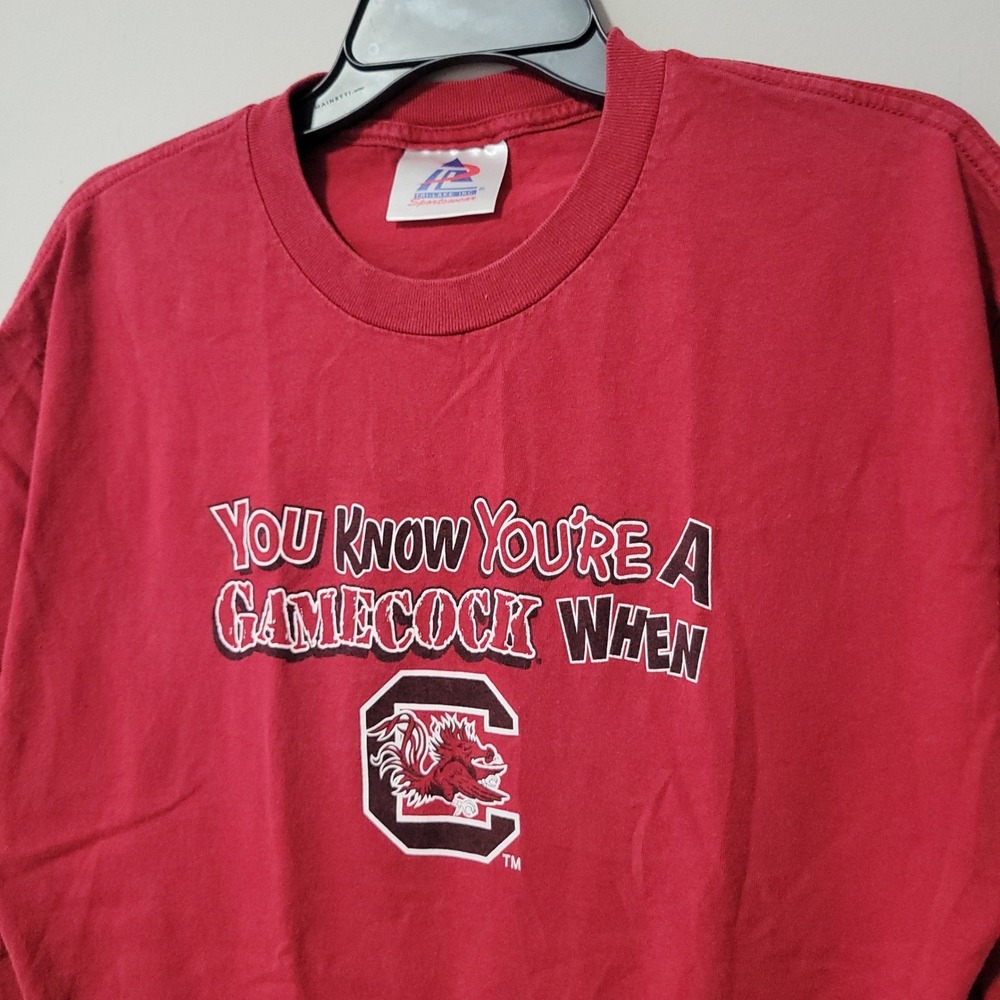 Vintage South Carolina Gamecocks T-Shirt Men L Red Double Sided USC NCAA Graphic